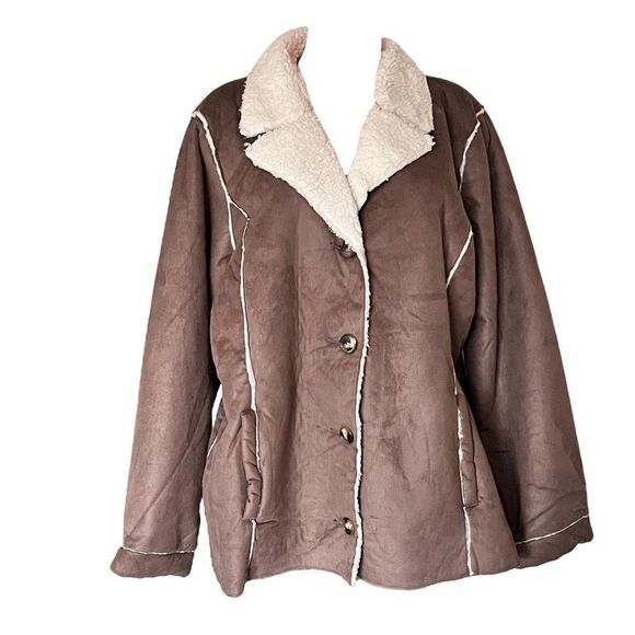 Susan Graver Weekend Bonded Faux Suede & Sherpa Coat - Picture 4 of 5